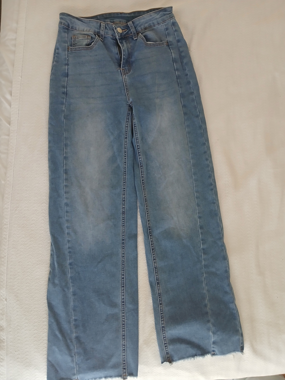 Sidefeel Light Blue Wide-Leg Boho Jeans for Women